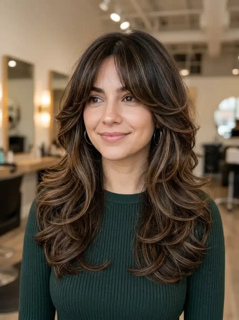 Soft Curtain Bangs with a Butterfly Cut