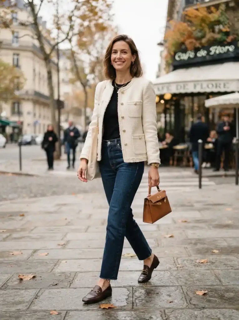 Tweed Jacket & Dark Denim