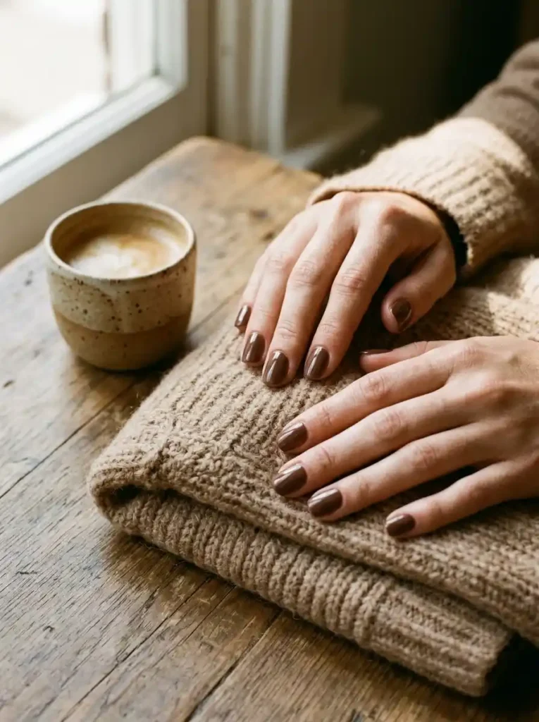 Short Mocha Brown Nails
