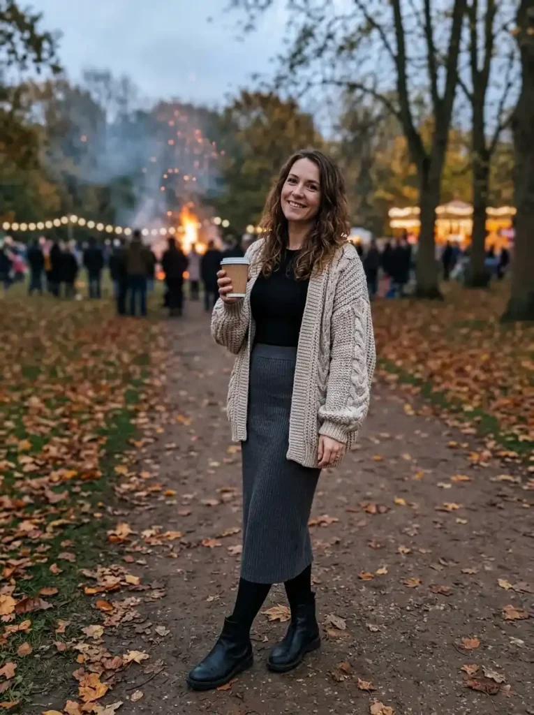 Chunky Cardigan and Midi Skirt