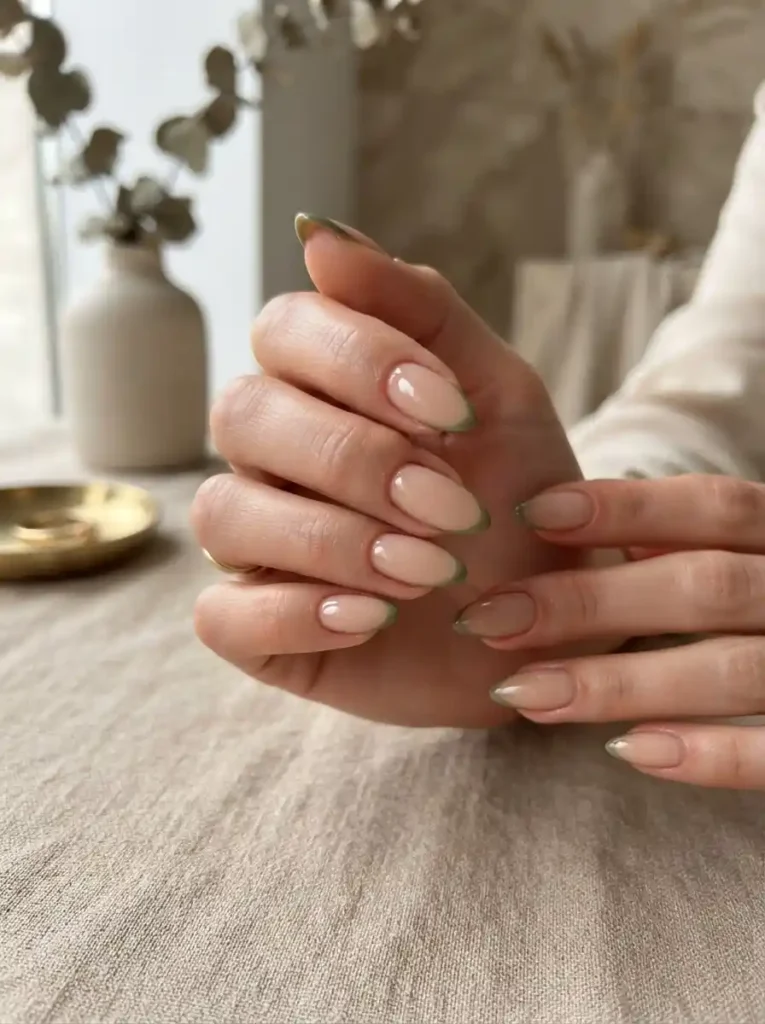 Olive Green French Tips