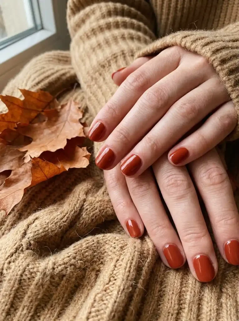Short Rust Red Nails